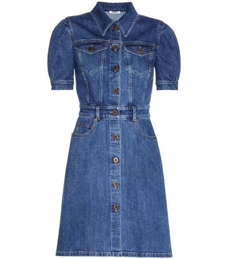 miu miu denim dress|Grey Denim Dress .